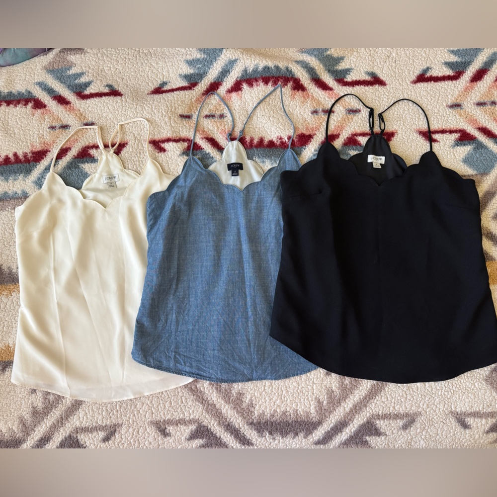 J. Crew Cream, Black and Chambray Sleeveless Camisole Top